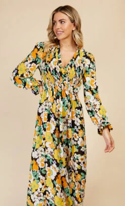 Little Mistress Vintage Floral Shirred Mock Wrap Maxi Dress By Vogue Williams -Occasion Couture Shop 2