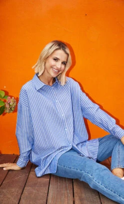 Little Mistress Blue Stripe Shirt By Vogue Williams