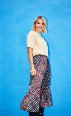 Little Mistress Floral And Spot Print Midi Skirt By Vogue Williams