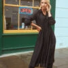 Little Mistress Black Metallic Chevron Midaxi Shirt Dress By Vogue Williams -Occasion Couture Shop 2Z5A2747f2web