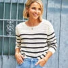 Little Mistress Stripe Pointelle Knit Top By Vogue Williams -Occasion Couture Shop 2Z5A6875 f1 CROP EDITED