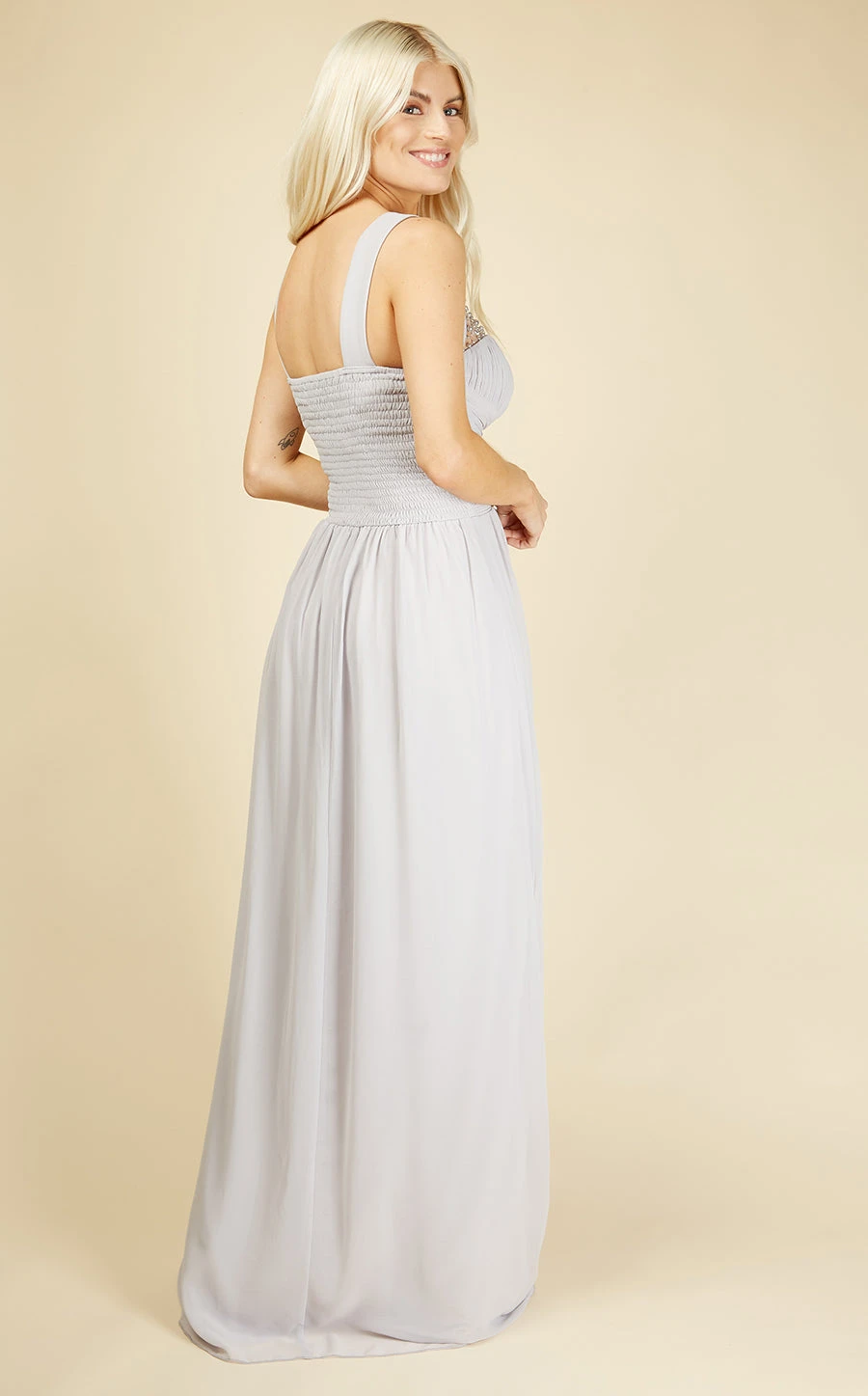 Little Mistress Grace Ice Grey Embellishment Sweetheart Maxi Dress 6 Little Mistress Grace Ice Grey Embellishment Sweetheart Maxi Dress - Image 4