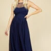 Little Mistress Grace Navy Embellishment Sweetheart Maxi Dress