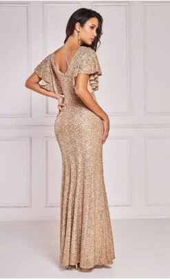 Goddiva Sequin Flutter Sleeve Maxi Dress -Occasion Couture Shop A34981D1A 3