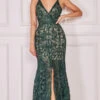 Goddiva Ornamental Patterned Iridescent Sequin Maxi With Front Split -Occasion Couture Shop A34982D2A 1 ada4bcf0 f64c 4c02 ae1a 4039f641a53f