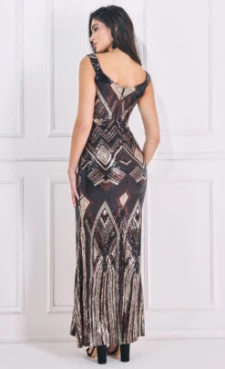 Goddiva Geometric Patterned Sequin Maxi Dress -Occasion Couture Shop A34983D1A 3