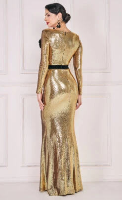 Goddiva Liquid Sequin Corsage Maxi Dress -Occasion Couture Shop A34985D1A 3
