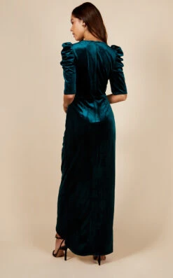 Little Mistress Emerald Velvet Mock Wrap Maxi Dress -Occasion Couture Shop D16977D2B 4