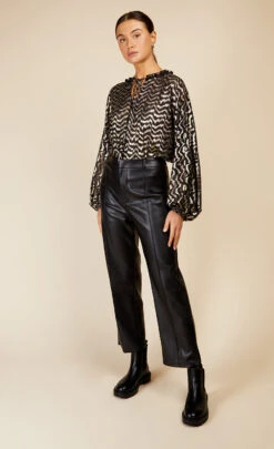 Little Mistress Black PU Trousers By Vogue Williams