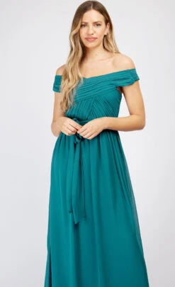 Little Mistress Green Crossover Bardot Maxi Dress -Occasion Couture Shop D19826D3A 2