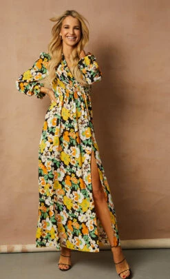Little Mistress Vintage Floral Shirred Mock Wrap Maxi Dress By Vogue Williams -Occasion Couture Shop D20978D3C 2