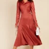 Little Mistress Rust Satin Cowl Neck Midaxi Dress -Occasion Couture Shop D33392R2A 1