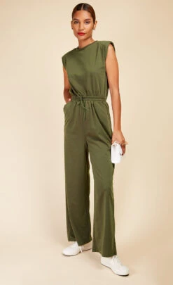 Little Mistress Khaki Sweat Jumpsuit -Occasion Couture Shop D3340062A 1