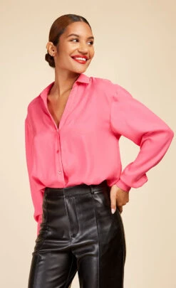 Little Mistress Fuchsia Satin Oversized Shirt By Vogue Williams -Occasion Couture Shop D33408Q1A 2 5dd437de 47db 44f3 81e2 692769b78ea6