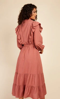 Little Mistress Coral Rose Dobby Spot Midaxi Shirt Dress -Occasion Couture Shop D33604R1A 4