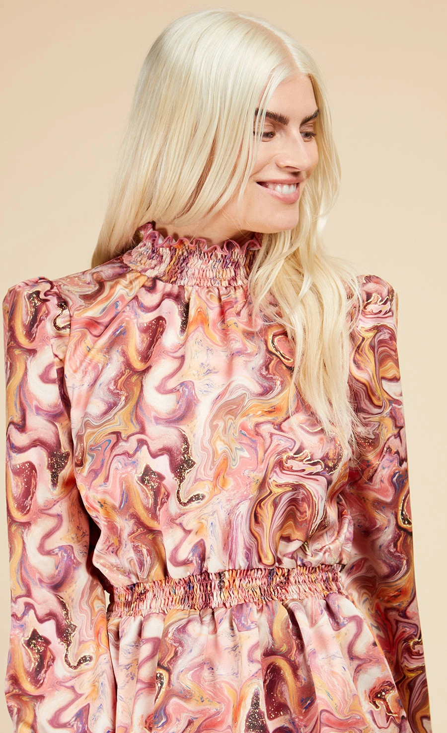 Little Mistress Marble Satin Shirred Mini Dress 4 Little Mistress Marble Satin Shirred Mini Dress - Image 2