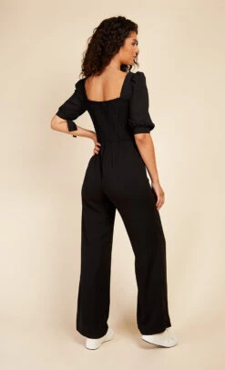 Little Mistress Black Seersucker Jumpsuit -Occasion Couture Shop D3361761A 4