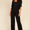 Little Mistress Black Seersucker Jumpsuit -Occasion Couture Shop D3361761A 5