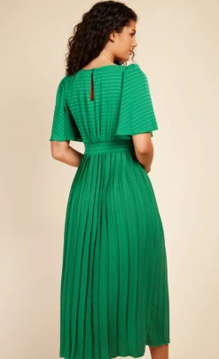 Little Mistress Green Check And Pleated Hem Midaxi Dress -Occasion Couture Shop D33620R1A 4