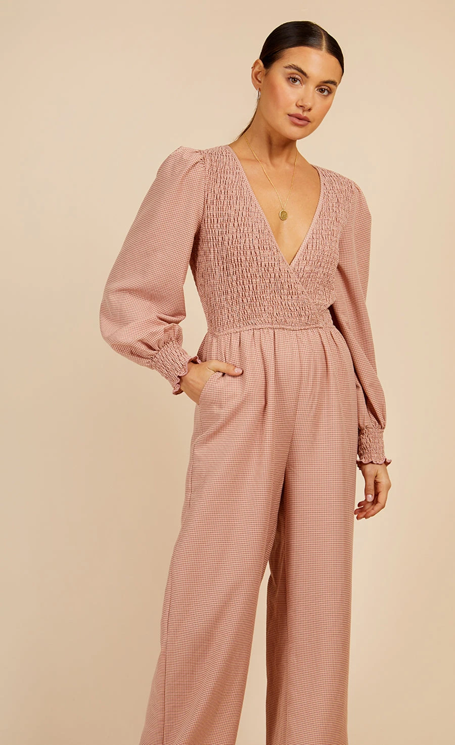 Little Mistress Summer Gingham Shirred Jumpsuit 4 Little Mistress Summer Gingham Shirred Jumpsuit - Image 2