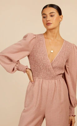 Little Mistress Summer Gingham Shirred Jumpsuit 8 Little Mistress Summer Gingham Shirred Jumpsuit -Occasion Couture Shop D3362161A 7