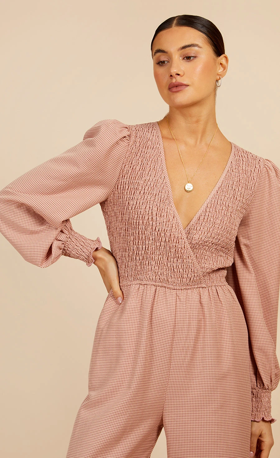 Little Mistress Summer Gingham Shirred Jumpsuit 5 Little Mistress Summer Gingham Shirred Jumpsuit - Image 3