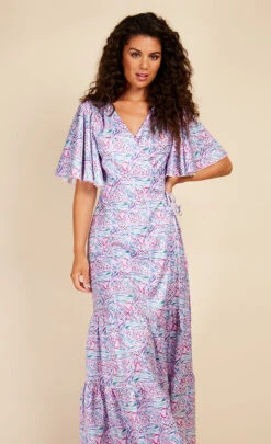 Little Mistress Floral Satin Maxi Wrap Dress -Occasion Couture Shop D33625D1A 2