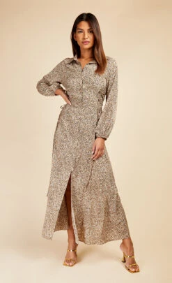 Little Mistress Leopard Lace Up Maxi Shirt Dress By Vogue Williams -Occasion Couture Shop D33629D2B 1
