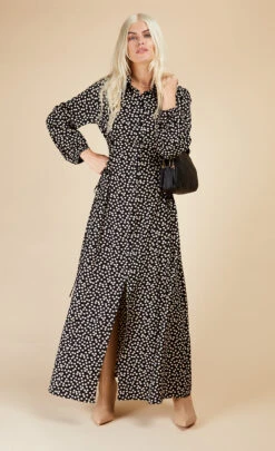 Little Mistress Mono Spot Lace Up Maxi Shirt Dress By Vogue Williams -Occasion Couture Shop D33629D3C 1