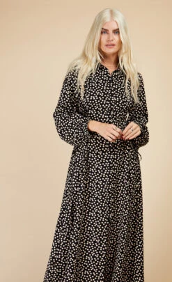 Little Mistress Mono Spot Lace Up Maxi Shirt Dress By Vogue Williams -Occasion Couture Shop D33629D3C 2