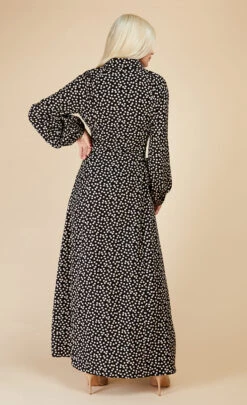 Little Mistress Mono Spot Lace Up Maxi Shirt Dress By Vogue Williams -Occasion Couture Shop D33629D3C 4