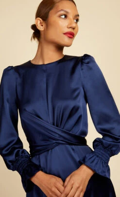 Little Mistress Navy Crossover Waist Midaxi Dress -Occasion Couture Shop D33631R1A 3