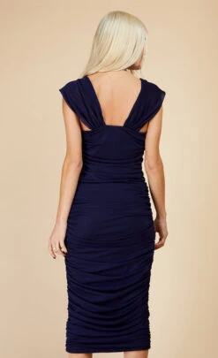 Little Mistress Navy Ruched Midi Dress 9 Little Mistress Navy Ruched Midi Dress -Occasion Couture Shop D33632C1A 4 1