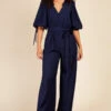 Little Mistress Navy Button Detail Jumpsuit -Occasion Couture Shop D3363361A 1