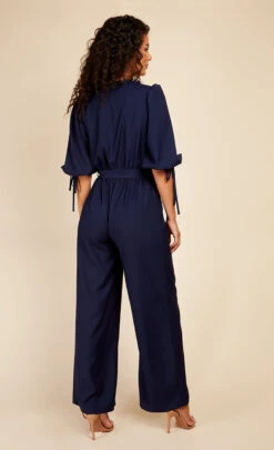 Little Mistress Navy Button Detail Jumpsuit -Occasion Couture Shop D3363361A 4