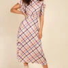 Little Mistress Check Frill Sleeve Midaxi Dress -Occasion Couture Shop D33636R1A 1