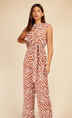Little Mistress Zebra Print Tie Detail Jumpsuit By Vogue Williams -Occasion Couture Shop D3370461A 2