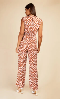 Little Mistress Zebra Print Tie Detail Jumpsuit By Vogue Williams -Occasion Couture Shop D3370461A 4