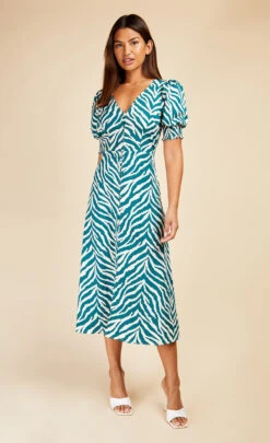 Little Mistress Zebra Print Button Front Midi Dress By Vogue Williams -Occasion Couture Shop D33708R1A 12 1