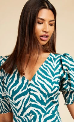 Little Mistress Zebra Print Button Front Midi Dress By Vogue Williams -Occasion Couture Shop D33708R1A 3