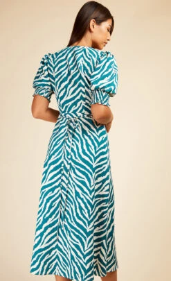 Little Mistress Zebra Print Button Front Midi Dress By Vogue Williams -Occasion Couture Shop D33708R1A 4