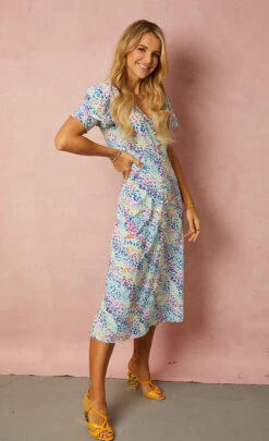 Little Mistress Animal Print Button Front Midi Dress By Vogue Williams