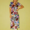 Little Mistress Retro Print Button Front Midi Dress By Vogue Williams -Occasion Couture Shop D33708R2C