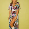 Little Mistress Retro Print Satin Wrap Maxi Dress By Vogue Williams -Occasion Couture Shop D33709D1A