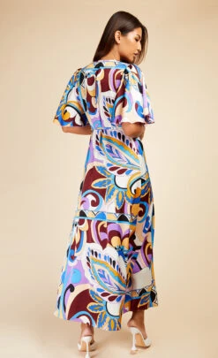 Little Mistress Retro Print Satin Wrap Maxi Dress By Vogue Williams -Occasion Couture Shop D33709D1A 4