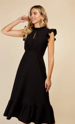 Little Mistress Black Pephem Midi Dress By Vogue Williams -Occasion Couture Shop D33718R1A 2