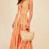 Little Mistress Orange Gingham Tie Front Maxi Dress -Occasion Couture Shop D33749D1A 1