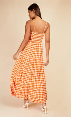 Little Mistress Orange Gingham Tie Front Maxi Dress -Occasion Couture Shop D33749D1A 4