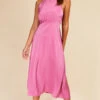 Little Mistress Pink Satin Halter Tie Midaxi Dress 1 Little Mistress Pink Satin Halter Tie Midaxi Dress -Occasion Couture Shop D33750R1A 1