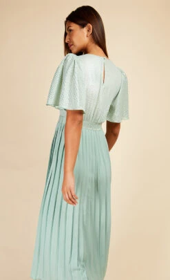 Little Mistress Sage Gold Foil Spot Pleated Midaxi Dress 11 Little Mistress Sage Gold Foil Spot Pleated Midaxi Dress -Occasion Couture Shop D33753R1A 4